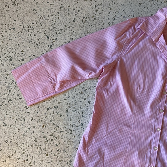 LANDS END Women’s Pink Stripe 3/4 Length Sleeve Shirt Size 14 - Picture 3 of 3
